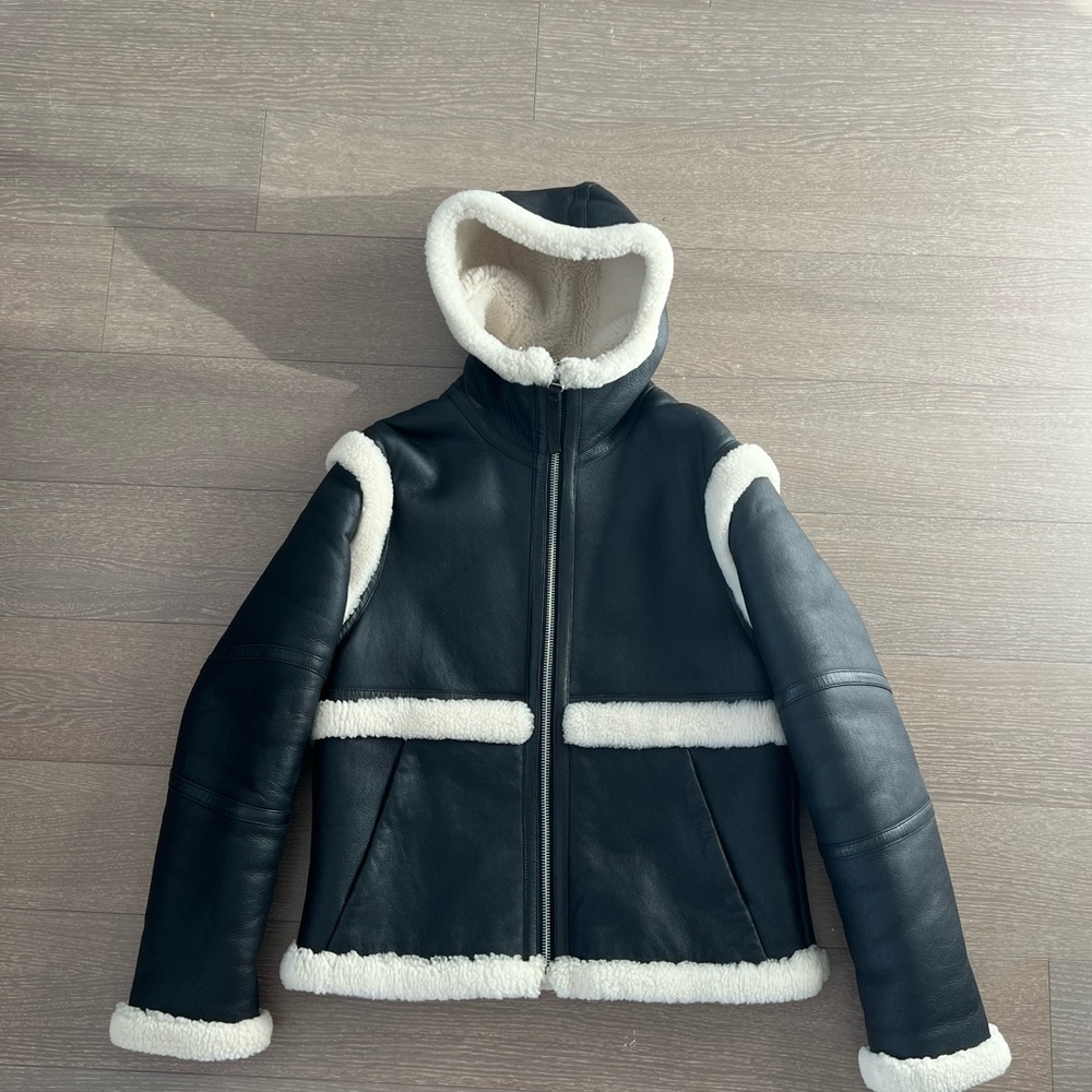 Helmut Lang Women's Black and White Shearling Jacket. 100% lamb shearling.